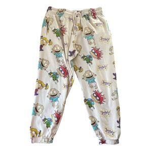 Nickelodeon Rugrats Jogger Pants Youth L Beige Cartoon Graphic 90s Retro Sweats